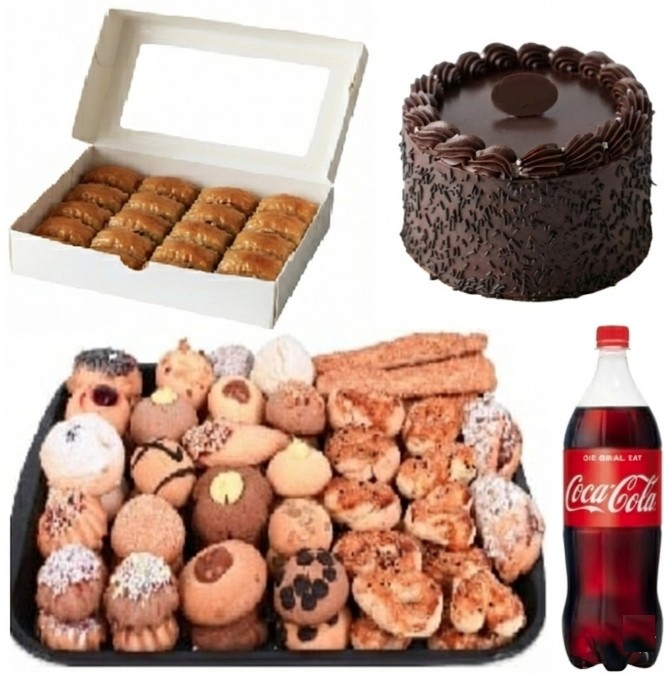 4-6 Kişilik Çikolatalı Yaş Pasta + Kuru Pasta + Cevizli Baklava Menü
